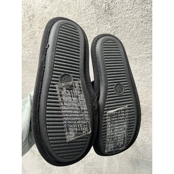 Victorias Secret Med Slippers Black Velour Pom Pom Slide Sandals 7 /8 Lingerie - Picture 6 of 8